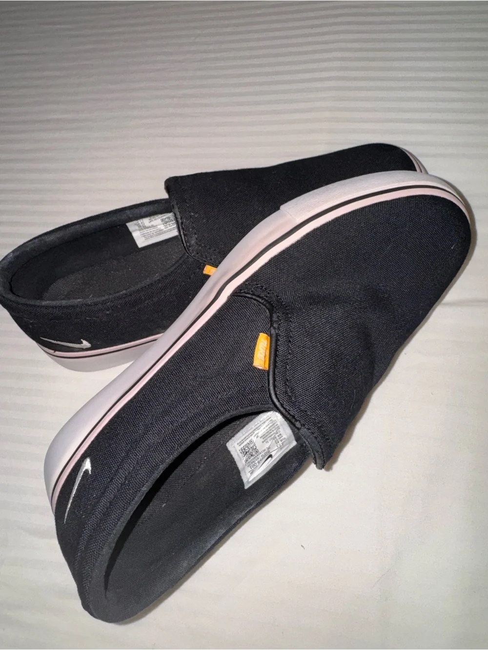 Nike Black Slip-On Canvas Loafers with White Sole